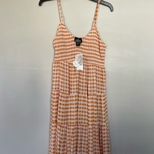 Angie brown and White Checkered Midi Dress